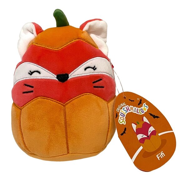 Squishmallows Fifi Fox Halloween Pumpkin 5" Plush Super Soft Stuffed Animal Fall - Picture 1 of 7